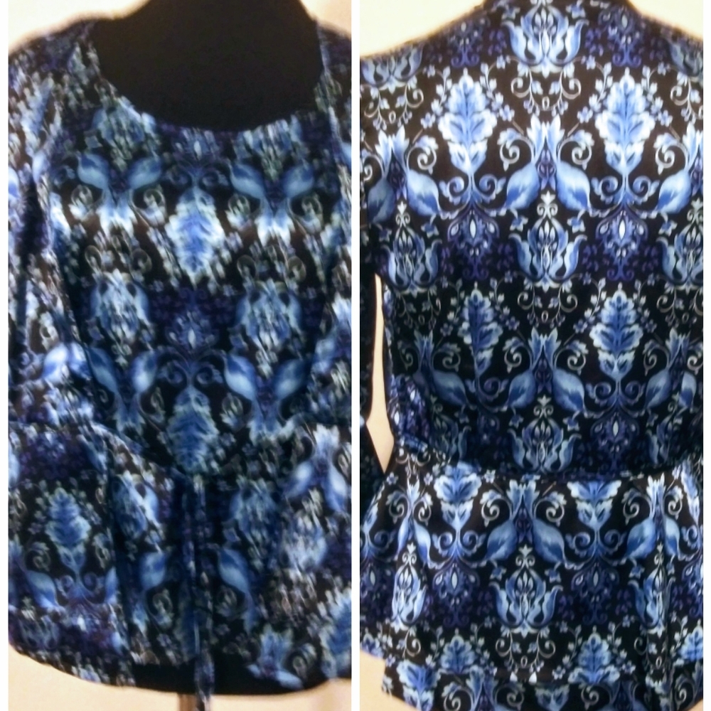 Kim Rogers elegant blue black tank blouse